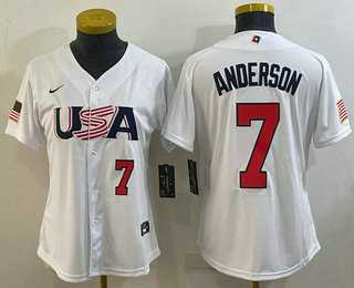 Womens USA Baseball #7 Tim Anderson Number 2023 White World Classic Stitched Jersey->2023 world baseball classic->MLB Jersey
